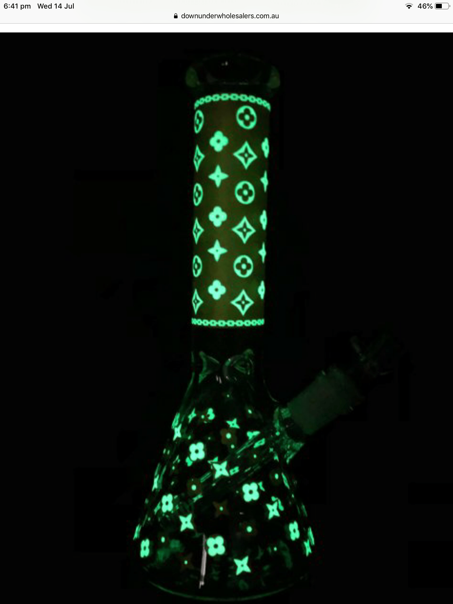 Glow In The Dark Louis Vuitton Glass Beaker Bong 25cm