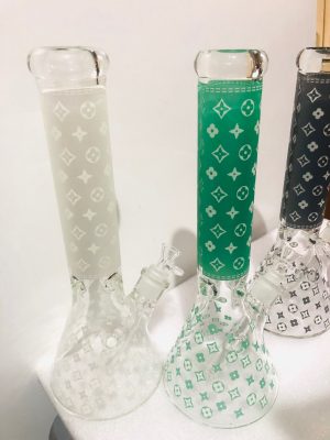 White limited edition LV water pipe glow in dark  – 35cm, 7mm Thickness