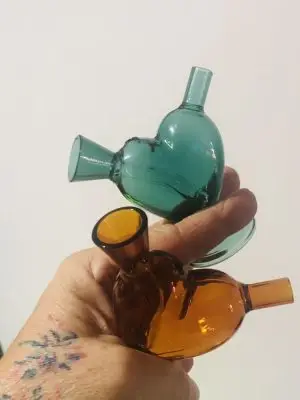 Brown heart Mini glass joint blunt bubbler