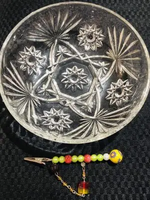 Vintage glass bowl and clip set