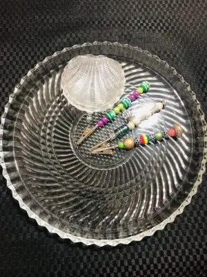 Vintage glass rolling tray stash and clips set
