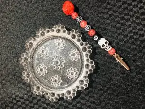 Vintage glass dish and clip set