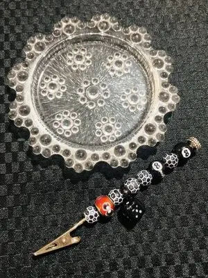 Vintage glass dish and clip set