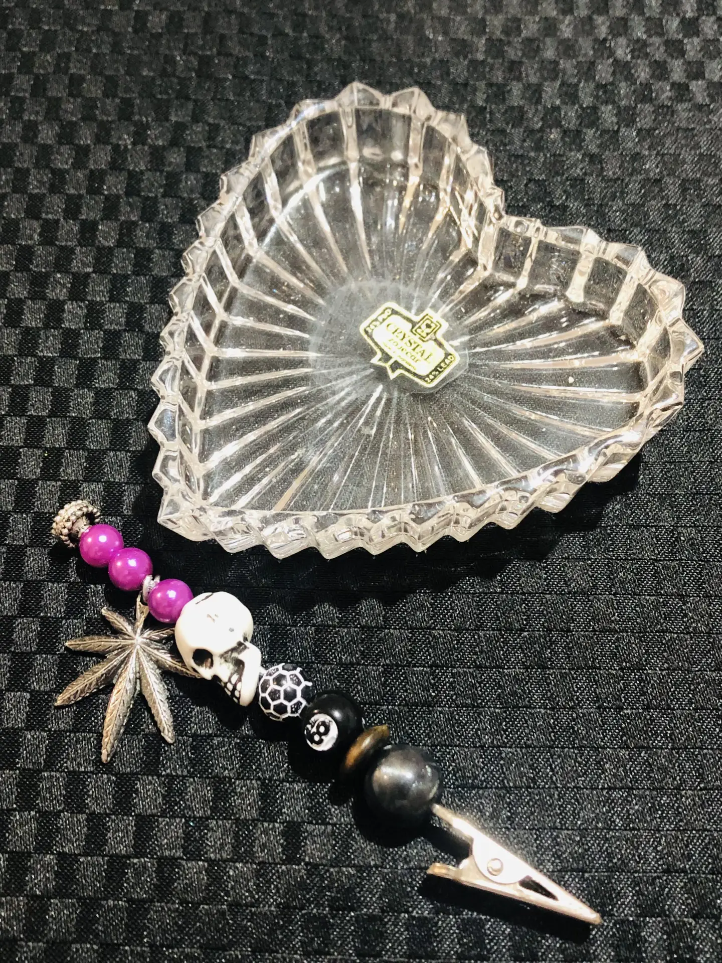 Vintage glass dish and clip set