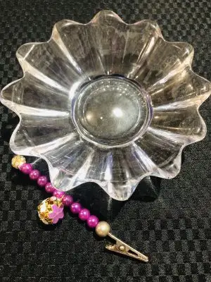 Vintage glass dish and clip set