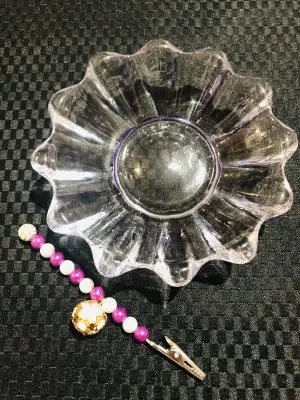 Vintage glass dish and clip set