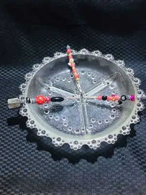 Vintage glass rolling tray and clips set