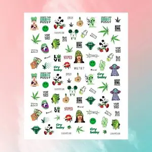420 theme nail art sheet