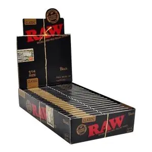 Raw classic black 1 1\4 size natural unrefined rolling paper