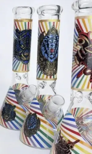 25cm blue lion print waterpipe glow in the dark