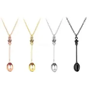 Silver metal Snuff Mini Crown Tea Spoon Festival Necklace
