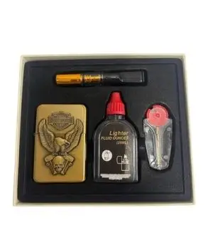 Gift boxed metal windproof Harley Davidson lighter 4 pce set