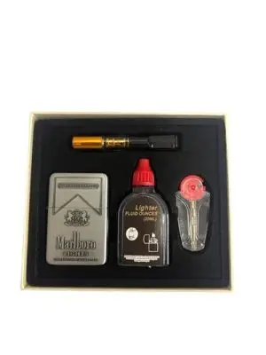Gift boxed metal windproof Marlboro lighter 4 pce set