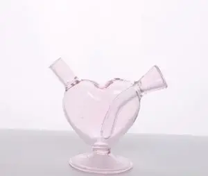 Pink heart Mini glass bubbler