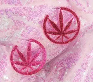 Large 420 glitter leaf earrings