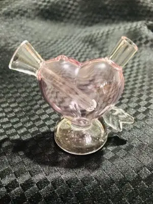 Pink heart Mini glass bubbler