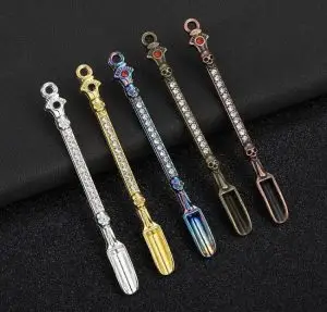 5x Rhinestone 8cm Snuff Spoon set Shovel Medicine Spoons