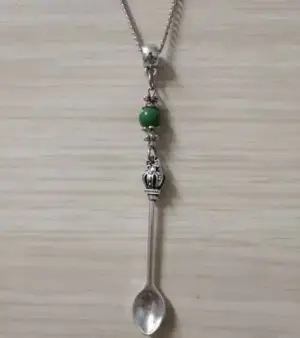 Silver beaded metal Snuff Mini Crown Tea Spoon Festival Necklace