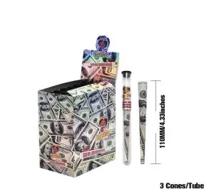 Honeypuff pre roll $100 bill rolling papers tube 3 piece
