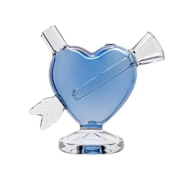 Blue heart Mini glass bubbler