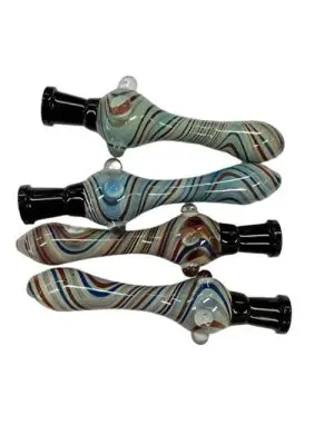 Hand made unique swirl glass chillum pipe with 5 screens